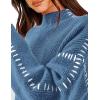 imagePRETTYGARDEN Womens Chunky Knit Winter Sweaters Casual Long Sleeve Mock Neck Oversized Loose Pullover Sweater TopsBlue