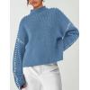 imagePRETTYGARDEN Womens Chunky Knit Winter Sweaters Casual Long Sleeve Mock Neck Oversized Loose Pullover Sweater TopsBlue
