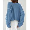 imagePRETTYGARDEN Womens Chunky Knit Winter Sweaters Casual Long Sleeve Mock Neck Oversized Loose Pullover Sweater TopsBlue