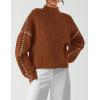 imagePRETTYGARDEN Womens Chunky Knit Winter Sweaters Casual Long Sleeve Mock Neck Oversized Loose Pullover Sweater TopsCaramel
