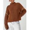 imagePRETTYGARDEN Womens Chunky Knit Winter Sweaters Casual Long Sleeve Mock Neck Oversized Loose Pullover Sweater TopsCaramel