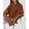 imagePRETTYGARDEN Womens Chunky Knit Winter Sweaters Casual Long Sleeve Mock Neck Oversized Loose Pullover Sweater TopsCaramel