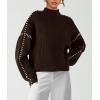 imagePRETTYGARDEN Womens Chunky Knit Winter Sweaters Casual Long Sleeve Mock Neck Oversized Loose Pullover Sweater TopsCoffee