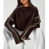 imagePRETTYGARDEN Womens Chunky Knit Winter Sweaters Casual Long Sleeve Mock Neck Oversized Loose Pullover Sweater TopsCoffee