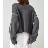 imagePRETTYGARDEN Womens Chunky Knit Winter Sweaters Casual Long Sleeve Mock Neck Oversized Loose Pullover Sweater TopsGrey