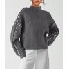 imagePRETTYGARDEN Womens Chunky Knit Winter Sweaters Casual Long Sleeve Mock Neck Oversized Loose Pullover Sweater TopsGrey