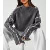 imagePRETTYGARDEN Womens Chunky Knit Winter Sweaters Casual Long Sleeve Mock Neck Oversized Loose Pullover Sweater TopsGrey