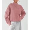 imagePRETTYGARDEN Womens Chunky Knit Winter Sweaters Casual Long Sleeve Mock Neck Oversized Loose Pullover Sweater TopsGrey Pink