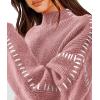 imagePRETTYGARDEN Womens Chunky Knit Winter Sweaters Casual Long Sleeve Mock Neck Oversized Loose Pullover Sweater TopsGrey Pink