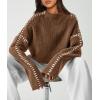 imagePRETTYGARDEN Womens Chunky Knit Winter Sweaters Casual Long Sleeve Mock Neck Oversized Loose Pullover Sweater TopsKhaki