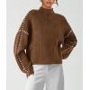 imagePRETTYGARDEN Womens Chunky Knit Winter Sweaters Casual Long Sleeve Mock Neck Oversized Loose Pullover Sweater TopsKhaki