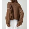 imagePRETTYGARDEN Womens Chunky Knit Winter Sweaters Casual Long Sleeve Mock Neck Oversized Loose Pullover Sweater TopsKhaki
