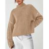 imagePRETTYGARDEN Womens Chunky Knit Winter Sweaters Casual Long Sleeve Mock Neck Oversized Loose Pullover Sweater TopsLight Khaki