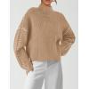 imagePRETTYGARDEN Womens Chunky Knit Winter Sweaters Casual Long Sleeve Mock Neck Oversized Loose Pullover Sweater TopsLight Khaki