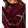 imagePRETTYGARDEN Womens Chunky Knit Winter Sweaters Casual Long Sleeve Mock Neck Oversized Loose Pullover Sweater TopsWine Red