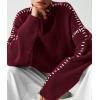 imagePRETTYGARDEN Womens Chunky Knit Winter Sweaters Casual Long Sleeve Mock Neck Oversized Loose Pullover Sweater TopsWine Red