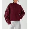 imagePRETTYGARDEN Womens Chunky Knit Winter Sweaters Casual Long Sleeve Mock Neck Oversized Loose Pullover Sweater TopsWine Red