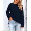 imagePRETTYGARDEN Womens Knit Spring Sweaters Long Sleeve Pullover Crewneck Split Hem Loose Oversized Tunic Fall Sweater TopNavy