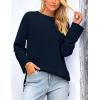 imagePRETTYGARDEN Womens Knit Spring Sweaters Long Sleeve Pullover Crewneck Split Hem Loose Oversized Tunic Fall Sweater TopNavy