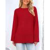 imagePRETTYGARDEN Womens Knit Spring Sweaters Long Sleeve Pullover Crewneck Split Hem Loose Oversized Tunic Fall Sweater TopRed