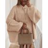 imagePRETTYGARDEN Womens Winter Button Down Cardigan Sweaters Mock Neck Lantern Long Sleeve Chunky Knit Jacket Trendy OuterwearApricot