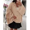 imagePRETTYGARDEN Womens Winter Button Down Cardigan Sweaters Mock Neck Lantern Long Sleeve Chunky Knit Jacket Trendy OuterwearApricot