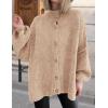 imagePRETTYGARDEN Womens Winter Button Down Cardigan Sweaters Mock Neck Lantern Long Sleeve Chunky Knit Jacket Trendy OuterwearApricot
