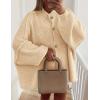 imagePRETTYGARDEN Womens Winter Button Down Cardigan Sweaters Mock Neck Lantern Long Sleeve Chunky Knit Jacket Trendy OuterwearBeige