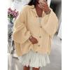 imagePRETTYGARDEN Womens Winter Button Down Cardigan Sweaters Mock Neck Lantern Long Sleeve Chunky Knit Jacket Trendy OuterwearBeige