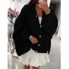 imagePRETTYGARDEN Womens Winter Button Down Cardigan Sweaters Mock Neck Lantern Long Sleeve Chunky Knit Jacket Trendy OuterwearBlack