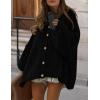imagePRETTYGARDEN Womens Winter Button Down Cardigan Sweaters Mock Neck Lantern Long Sleeve Chunky Knit Jacket Trendy OuterwearBlack