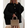 imagePRETTYGARDEN Womens Winter Button Down Cardigan Sweaters Mock Neck Lantern Long Sleeve Chunky Knit Jacket Trendy OuterwearBlack