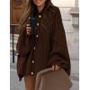 imagePRETTYGARDEN Womens Winter Button Down Cardigan Sweaters Mock Neck Lantern Long Sleeve Chunky Knit Jacket Trendy OuterwearBrown