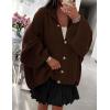imagePRETTYGARDEN Womens Winter Button Down Cardigan Sweaters Mock Neck Lantern Long Sleeve Chunky Knit Jacket Trendy OuterwearBrown