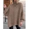 imagePRETTYGARDEN Womens Winter Button Down Cardigan Sweaters Mock Neck Lantern Long Sleeve Chunky Knit Jacket Trendy OuterwearCamel