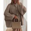 imagePRETTYGARDEN Womens Winter Button Down Cardigan Sweaters Mock Neck Lantern Long Sleeve Chunky Knit Jacket Trendy OuterwearCamel