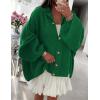 imagePRETTYGARDEN Womens Winter Button Down Cardigan Sweaters Mock Neck Lantern Long Sleeve Chunky Knit Jacket Trendy OuterwearGreen