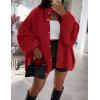 imagePRETTYGARDEN Womens Winter Button Down Cardigan Sweaters Mock Neck Lantern Long Sleeve Chunky Knit Jacket Trendy OuterwearJujube Red