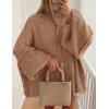 imagePRETTYGARDEN Womens Winter Button Down Cardigan Sweaters Mock Neck Lantern Long Sleeve Chunky Knit Jacket Trendy OuterwearKhaki