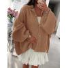 imagePRETTYGARDEN Womens Winter Button Down Cardigan Sweaters Mock Neck Lantern Long Sleeve Chunky Knit Jacket Trendy OuterwearKhaki