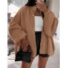 imagePRETTYGARDEN Womens Winter Button Down Cardigan Sweaters Mock Neck Lantern Long Sleeve Chunky Knit Jacket Trendy OuterwearKhaki