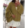 imagePRETTYGARDEN Womens Winter Button Down Cardigan Sweaters Mock Neck Lantern Long Sleeve Chunky Knit Jacket Trendy OuterwearOlive Green