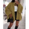 imagePRETTYGARDEN Womens Winter Button Down Cardigan Sweaters Mock Neck Lantern Long Sleeve Chunky Knit Jacket Trendy OuterwearOlive Green