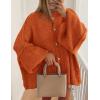 imagePRETTYGARDEN Womens Winter Button Down Cardigan Sweaters Mock Neck Lantern Long Sleeve Chunky Knit Jacket Trendy OuterwearOrange