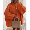 imagePRETTYGARDEN Womens Winter Button Down Cardigan Sweaters Mock Neck Lantern Long Sleeve Chunky Knit Jacket Trendy OuterwearOrange