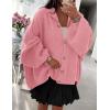 imagePRETTYGARDEN Womens Winter Button Down Cardigan Sweaters Mock Neck Lantern Long Sleeve Chunky Knit Jacket Trendy OuterwearPink