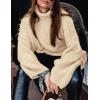 imagePRETTYGARDEN Womens Winter Turtleneck Oversized Sweaters Long Sleeve Chunky Knit Slouchy Pullover Sweater TopsBeige