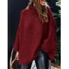 imagePRETTYGARDEN Womens Winter Turtleneck Oversized Sweaters Long Sleeve Chunky Knit Slouchy Pullover Sweater TopsWine Red