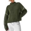 imagePRETTYGARDEN Womens Chunky Knit Winter Sweaters Casual Long Sleeve Mock Neck Oversized Loose Pullover Sweater TopsArmy Green
