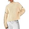 imagePRETTYGARDEN Womens Chunky Knit Winter Sweaters Casual Long Sleeve Mock Neck Oversized Loose Pullover Sweater TopsBeige